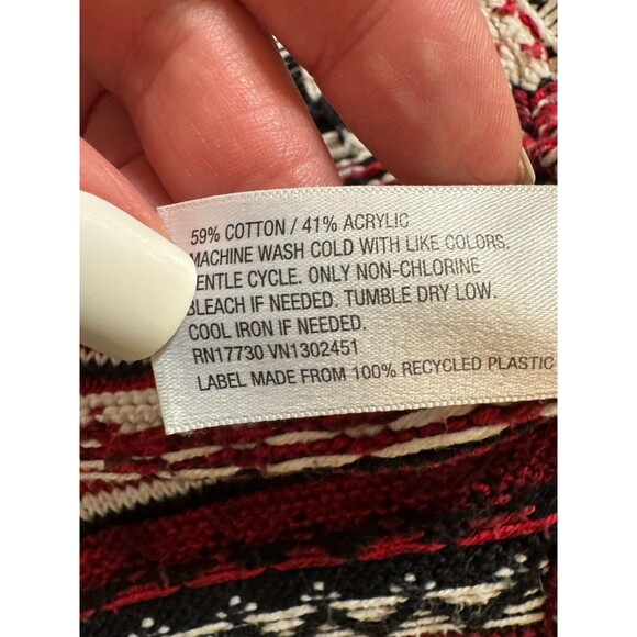 Mossimo Cardigan Open Sweater Southwestern Aztec Western Boho M Black Red - Picture 5 of 6